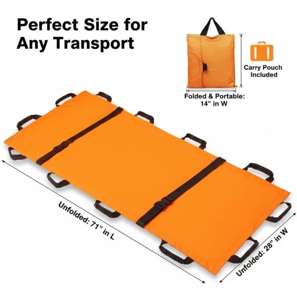 Portable Transport Stretcher with 12 Rubber Handles & Carrying Bag – Dog Stretcher & Gurney, Patient Animal Mover for Emergency Casualty Evacuation, 400lbs Capacity（Black）