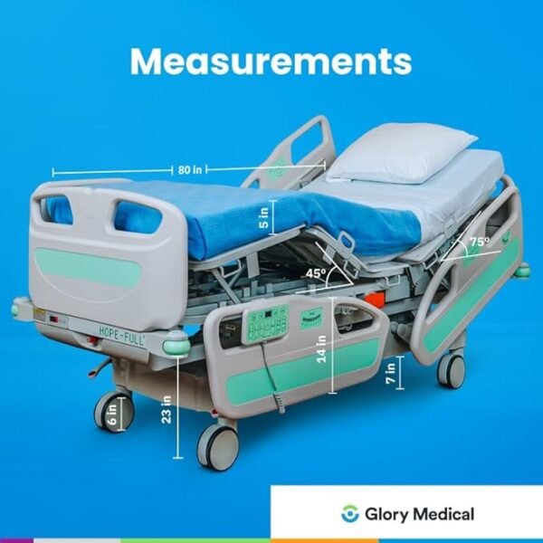 HopeFULL HC‑9 EZ‑Turn ICU Hospital Bed with Lateral Tilting, 12‑Piece 4.7" Foam Mattress, LINAK Motor, Built‑in Weight Scale, Central Locking, Patient‑Lift Compatible