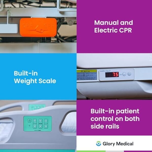 HopeFULL HC‑9 EZ‑Turn ICU Hospital Bed with Lateral Tilting, 12‑Piece 4.7" Foam Mattress, LINAK Motor, Built‑in Weight Scale, Central Locking, Patient‑Lift Compatible