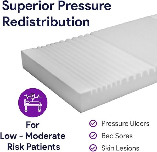 Foam Hospital Bed Mattress for Pressure Redistribution - High Density Foam for Deep Immersion - Low to Moderate Bed Sore Treatment Mattresses - 36" x 84" x 6"