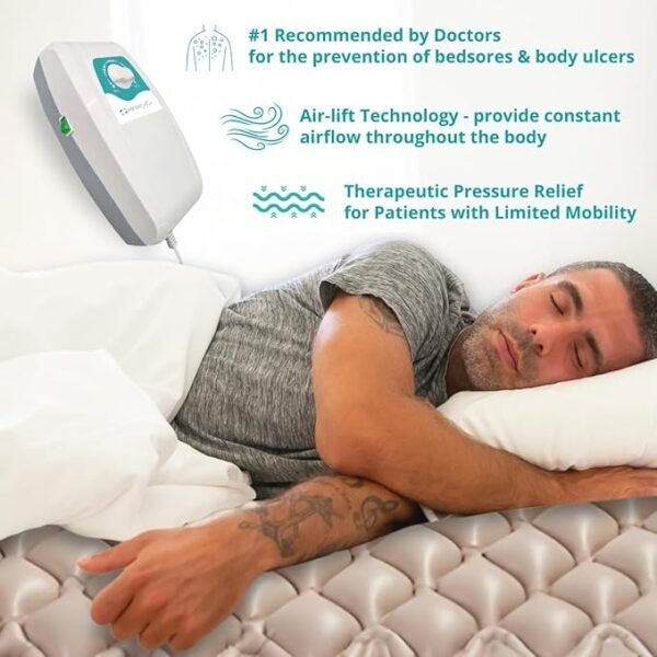 61G1Z2cL39L._AC_SX679_ Alternating Air Pressure Ulcer Relief Mattress Pad for Bed Sore Prevention, Air Mattress for Hospital Bed with 130 Leak-Proof Cells, Silent Pump, Easy Clean Surface,