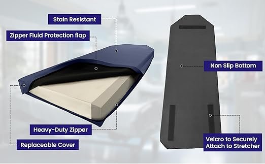 Economy Line Stretcher/Gurney Replacement Mattress with Vinyl Cover - Fits Stryker and Hill-ROM Stretchers and Gurneys