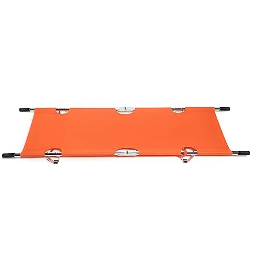 Folding Stretcher Made from Top Grade Aluminum Alloy Gurney Stretcher with Heavy Duty Handles Medical Stretcher with Rubber Feet Portable Stretcher for Patient Transport (Orange)