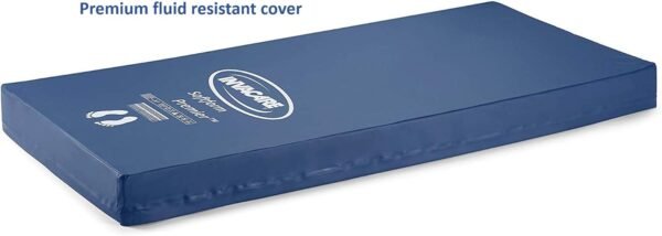 Invacare Premier Hospital Bed Mattress, Foam, Fluid-Resistant Cover Flexes in Right Places to Relieve Body Pressure, Firm Mid-Section & Soft Head/Feet Section, Enhanced Side Support for Safe Transfers