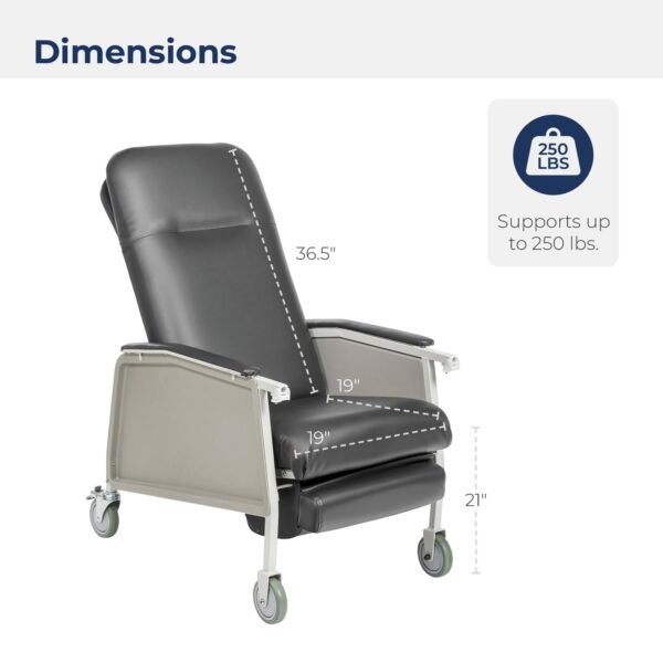 Drive D574-CHAR 3 Position Geri Chair Recliner, Charcoal