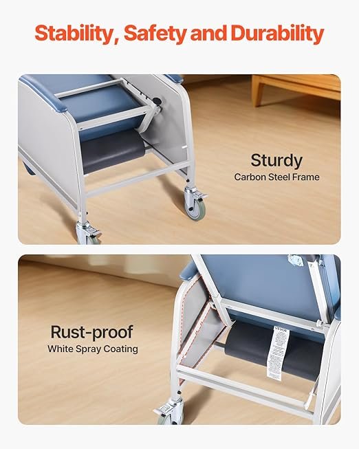61iWWAEtTGL._SX522_ VEVOR Geri Chair Recliner, 4-Position Reclining Geri Chair with 2 Trays, 250 lbs Capacity Trendelenburg Medical Recliner Chair with 4 Wheels for Hospital, Nursing Home, Geriatric Home Care