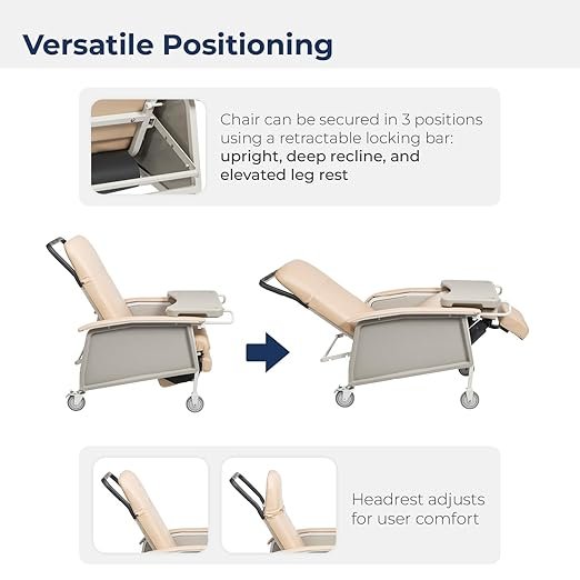 61niBqrsQ3L._SX522_ Drive Medical 3 Position Geri Chair Recliner, Reclining Chair with Armrests and Tray, Tan
