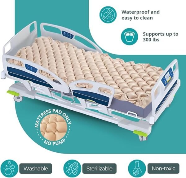 Replacement Alternating Air Pressure Mattress Pad - Silent Pump, Water Proof Air Mattress for Hospital Bed, Hospital Bed Mattress Topper, Colchón Antiescaras - Therapeutic Comfort