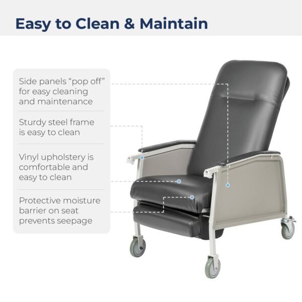 Drive D574-CHAR 3 Position Geri Chair Recliner, Charcoal