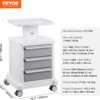 61ucRus0+4L._AC_SL1500_ VEVOR 4 Tiers Lab Carts, Lab Utility Cart with 3 Drawers & 1 Top Tray, Mobile Medical Cart with ABS Material, Lab Rolling Cart with 4 Silent Wheels for Lab, Clinic, Hospital, Salon, White