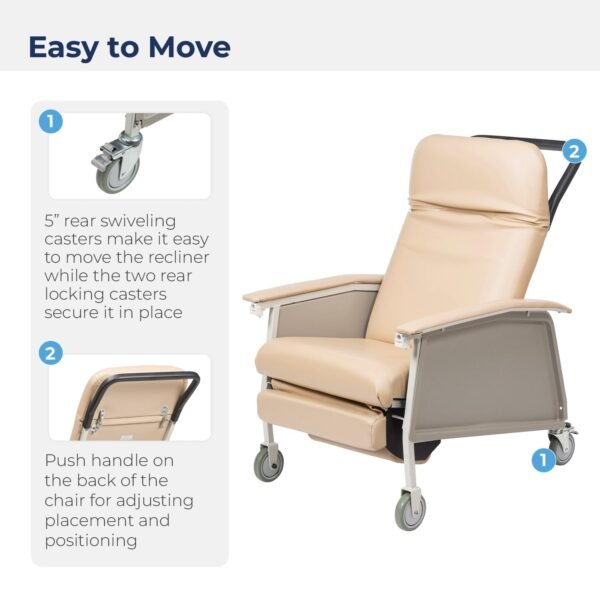 Drive D574-CHAR 3 Position Geri Chair Recliner, Charcoal