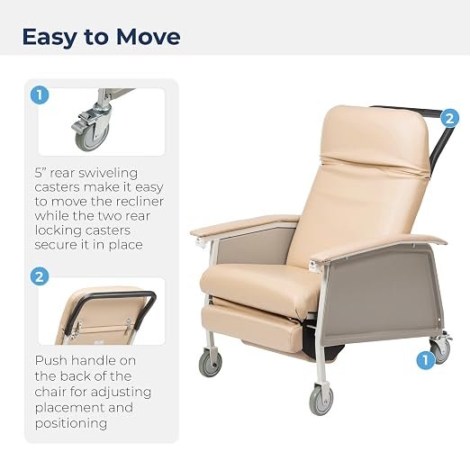 61xvqQ+He9L._SX522_ Drive Medical 3 Position Geri Chair Recliner, Reclining Chair with Armrests and Tray, Tan