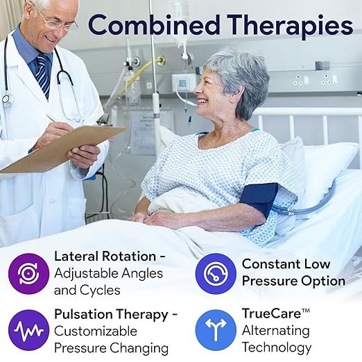 Bariatric Low Air Loss Alternating Pressure Mattress - 36” x 80” x 8"- Cell On Cell Base - Pressure Mattress for Bed Sores with Lateral Rotation and Pulsation Therapy - Stages I-IV