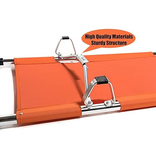Folding Stretcher Made from Top Grade Aluminum Alloy Gurney Stretcher with Heavy Duty Handles Medical Stretcher with Rubber Feet Portable Stretcher for Patient Transport (Orange)