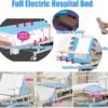 715OR5H+01L._AC_SX679_ Falluk Full Electric Hospital ICU Bed for Home Use with 10 Fuctions, Lateral Tilting Features, with Remote Control, Individual Locking, IV Pole, Mattress, Quiet Wheels, Dining Table Board