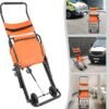 Folding Stair Chair Emergency Transport, Orange & Black Ambulance Transport, Heavy Duty 350lbs Capacity Aluminum Alloy Stretcher Chair with Wheels and Safety Straps for Home Hospital Ambulance Use