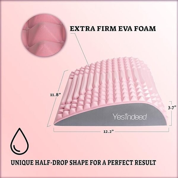 71Cyqqujq6L._AC_SX679_ YESINDEED Back Stretcher Pillow – Lumbar Support Cushion for Back Stretching, Posture Support, Ergonomic Drop Shape Design, Comfortable Use at Home, Office or Floor (Pink)