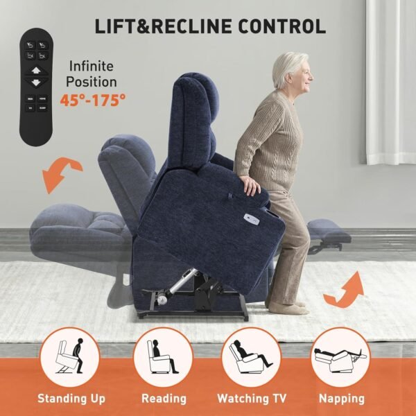 EONIX Wide Lay Flat Power Lift Recliner Chair for Elderly, Oversized Electric Recliner Lift Chair for Adults with Heat and Massage, Cup Holders, 400lbs Heavy Duty, Coffee