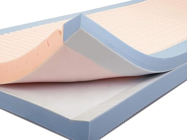 Invacare Premier Hospital Bed Mattress, Foam, Fluid-Resistant Cover Flexes in Right Places to Relieve Body Pressure, Firm Mid-Section & Soft Head/Feet Section, Enhanced Side Support for Safe Transfers