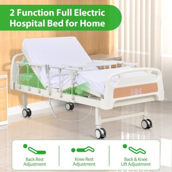 Premium Hospital Bed - 5 Function Full Electric ICU Medical Beds with 4.7" Foam Mattress, JIECANG Motors, CPR/One-Click Recovery, Includes (2X) Bed Sheet (Premium 5 Function Plus)