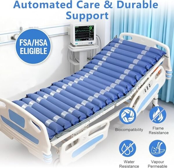 Medical Alternating Air Pressure Mattress Topper for Bed Sores Relief with Quiet Pump, Durable Twin Pad for Bedridden Patients at Home or Hospital, Supports 298 lbs