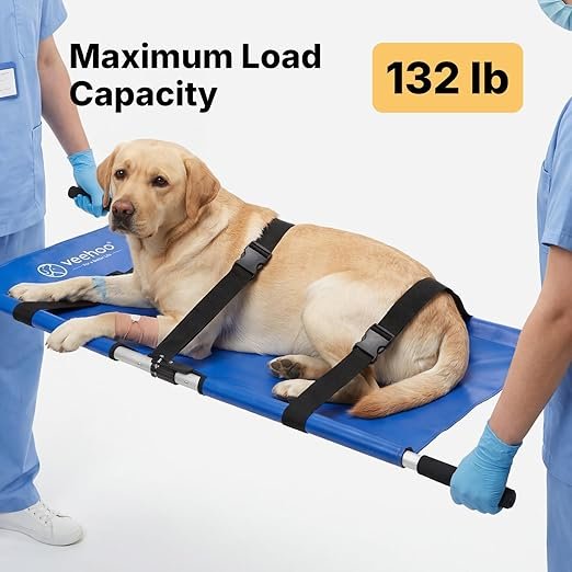 Veehoo Dog Stretcher for Large Dogs, Aluminum Alloy Portable Dog Transport Stretcher with Safety Straps, Non-Slip Handles, Waterproof Fabric, for Outdoor Rescue, Senior Dogs, or Hip & Joint Care