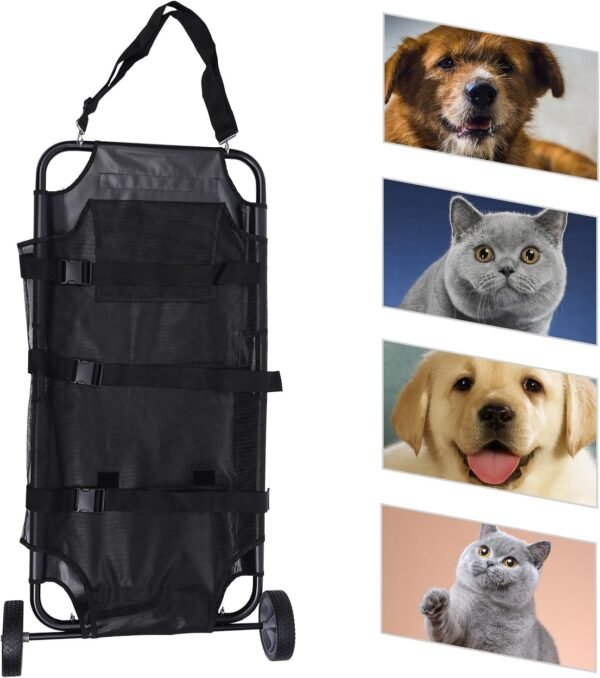 250 LBS Pet Rescue Stretcher with 2 Wheels, Dog Transport Stretcher Large Dog Wheelchair Emergency Dog Rescue Carrier Animal Trolley Cart Foldable, 45 L X 21 W inches