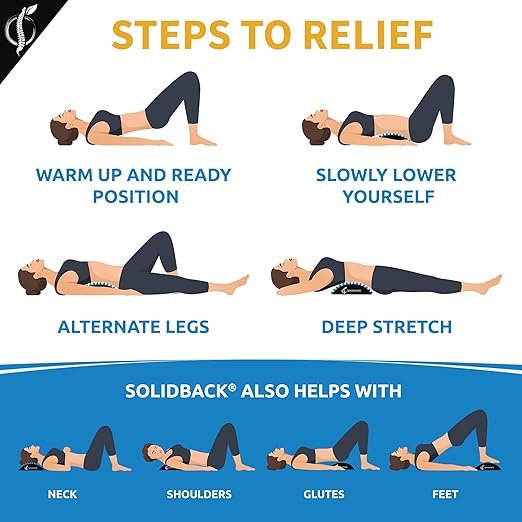 SOLIDBACK | Lower Back Pain Relief Treatment Stretcher | Chronic Lumbar Support | Herniated Disc | Sciatica Nerve | Spinal Stenosis | Posture Corrector | Pillow Cushion And Brace Products Alternative