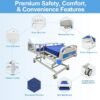 Premium Hospital Bed - 3 Function Full Electric Hospital ICU Bed with 4.7" Memory Foam Mattress Included JIECANG Motor & Control System and Central Locking System with 5" Casters