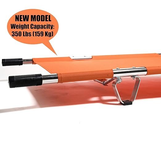 Folding Stretcher Made from Top Grade Aluminum Alloy Gurney Stretcher with Heavy Duty Handles Medical Stretcher with Rubber Feet Portable Stretcher for Patient Transport (Orange)