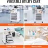 71TC0Z0kyeL._AC_SL1500_ VEVOR 4 Tiers Lab Carts, Lab Utility Cart with 3 Drawers & 1 Top Tray, Mobile Medical Cart with ABS Material, Lab Rolling Cart with 4 Silent Wheels for Lab, Clinic, Hospital, Salon, White