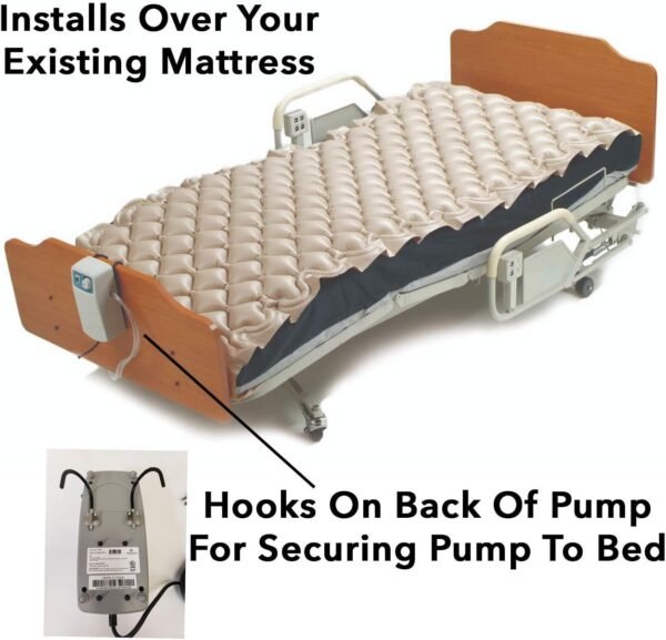 Roscoe Medical Meridian Alternating Air Pressure Mattress with Electric Pump, Pressure Sore Mattress Pad for Bed Sore Prevention, Home & Hospital Topper with Ulcer Cushion Pad & Quiet Pump