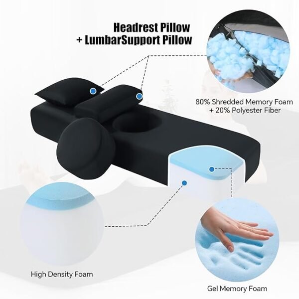 HOMBYS Memory Foam BBL Bed After Surgery for Sleeping with Hole, High-Density Foam Supportive BBL Mattress with Head & Lumbar Pillows, Brazilian Butt Lift Recovery Mattress, 75" Lx25.6“Wx10”H