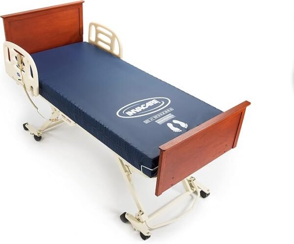 Invacare Premier Hospital Bed Mattress, Foam, Fluid-Resistant Cover Flexes in Right Places to Relieve Body Pressure, Firm Mid-Section & Soft Head/Feet Section, Enhanced Side Support for Safe Transfers