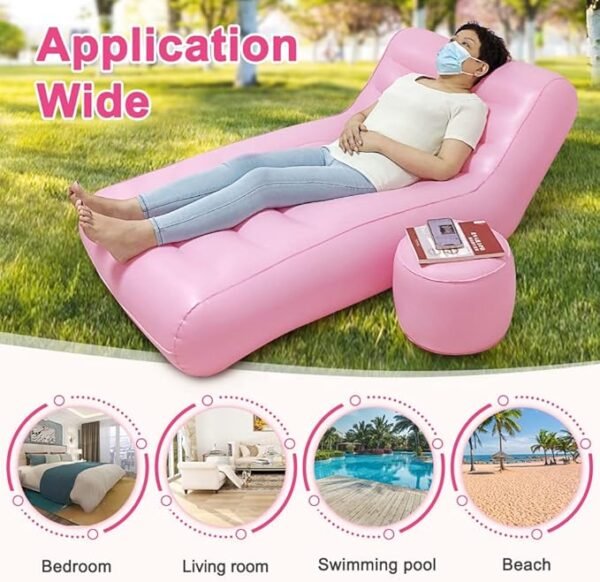 IVOSA Inflatable BBL Chair After Surgery with Ottoman, Portable BBL Sofa Bed with Hole for Sleeping & Post Surgery Recovery, Blow Up Lounger for Butt Support (Pink)