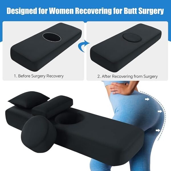 HOMBYS Memory Foam BBL Bed After Surgery for Sleeping with Hole, High-Density Foam Supportive BBL Mattress with Head & Lumbar Pillows, Brazilian Butt Lift Recovery Mattress, 75" Lx25.6“Wx10”H