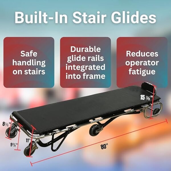 Model F1200 Multi-Level Bariatric Oversized Mortuary Stretcher | 1000 LB Capacity Cot with Roll-In Frame & Stair, Ideal for Funeral Homes, Mortuary Equipment & Cremation Transportation