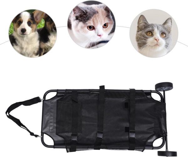 250 LBS Pet Rescue Stretcher with 2 Wheels, Dog Transport Stretcher Large Dog Wheelchair Emergency Dog Rescue Carrier Animal Trolley Cart Foldable, 45 L X 21 W inches