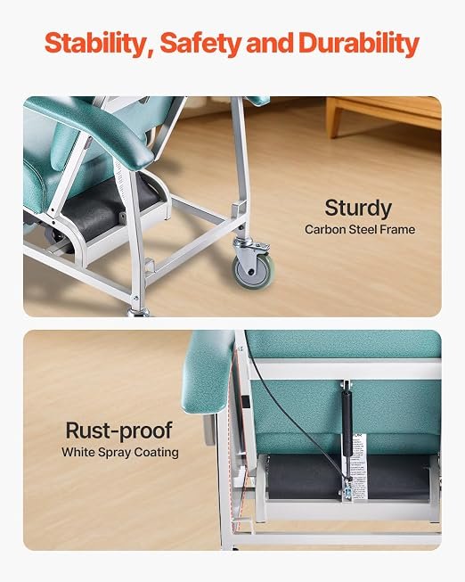 71woAnJb9cL._SX522_ VEVOR Geri Chair Recliner, 4-Position Reclining Geri Chair with 2 Trays, 250 lbs Capacity Trendelenburg Medical Recliner Chair with 4 Wheels for Hospital, Nursing Home, Geriatric Home Care