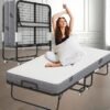 Full Size Folding Bed with Mattress for Adults 75X54 Rollaway Fodable Guest Room School College Dorm Office Hotel Hospital Spare Temporary Bed on Wheels for Guest Student