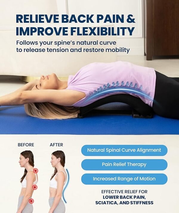 81JBTbdxM1L._AC_SX679_ Everlasting Comfort Lumbar Support Board Back Stretcher for Lower Pain Relief - Adjustable Spine Decompression with 88 Acupressure Nodes - Back Cracking Device with Chair Strap for Posture Correction