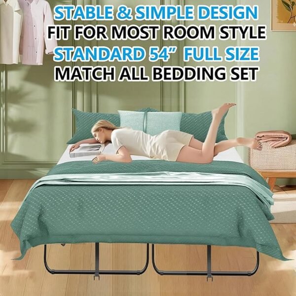 Full Size Folding Bed with Mattress for Adults 75X54 Rollaway Fodable Guest Room School College Dorm Office Hotel Hospital Spare Temporary Bed on Wheels for Guest Student