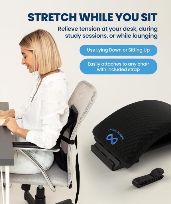 81LnltcJ7+L._AC_SL1500_ Everlasting Comfort Lumbar Support Board Back Stretcher for Lower Pain Relief - Adjustable Spine Decompression with 88 Acupressure Nodes - Back Cracking Device with Chair Strap for Posture Correction