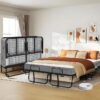 Folding Bed with Mattress Full Size 75 X 54 inch for Adults Extra Large Foldable Rollaway Portable Fold Up Guest Spare School Holiday Hotel Bed 5" Memory Foam Mattress on Wheels