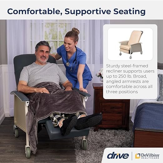 81ePbHzkxEL._SX522_ Drive Medical 3 Position Geri Chair Recliner, Reclining Chair with Armrests and Tray, Tan