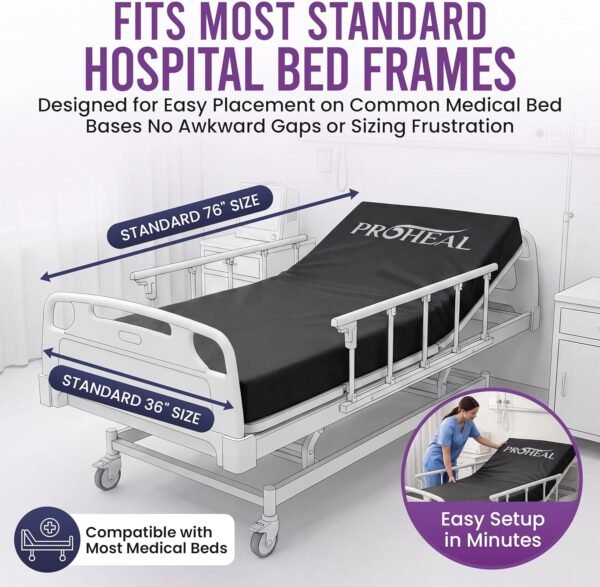 ProHeal Multi-Tiered Hospital Bed Mattress for Pressure Redistribution - Memory Foam Sloped Heel - Moderate to High Bed Sore Treatment Medical Mattress - 36" x 84" x 6"
