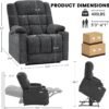 EONIX Wide Lay Flat Power Lift Recliner Chair for Elderly, Oversized Electric Recliner Lift Chair for Adults with Heat and Massage, Cup Holders, 400lbs Heavy Duty, Coffee