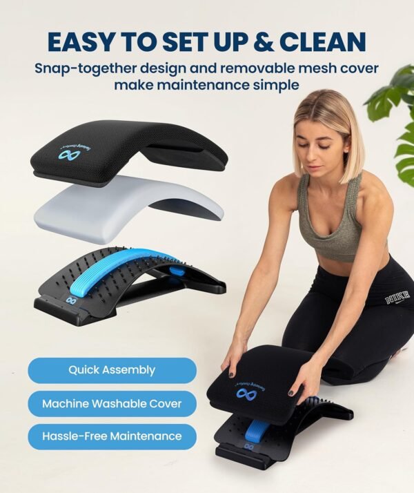 81kaBCRVOcL._AC_SL1500_ Everlasting Comfort Lumbar Support Board Back Stretcher for Lower Pain Relief - Adjustable Spine Decompression with 88 Acupressure Nodes - Back Cracking Device with Chair Strap for Posture Correction