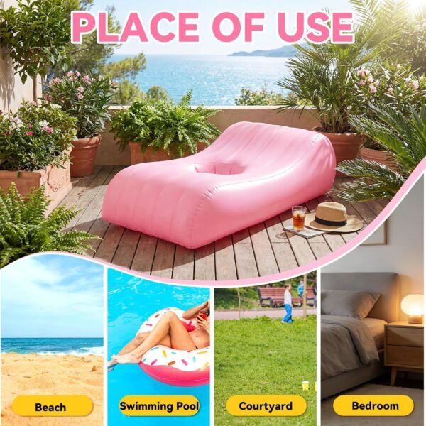 Junkin BBL Bed After Surgery for Sleeping Mattress with Hole Brazilian Butt Lift Recovery Pillow Pink Inflatable Chair for Butt Post Surgery Air Mattress Sofa Couch for Sitting Sleeping Relaxation