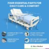 GloryMEQ Point A Tech PAM‑3SE Semi‑Electric Hospital Bed – 3‑Function Adjustable Home‑Care Bed with Remote, Safety Rails, Locking Casters, Foam Mattress, Bed Tray & 2 Sheets